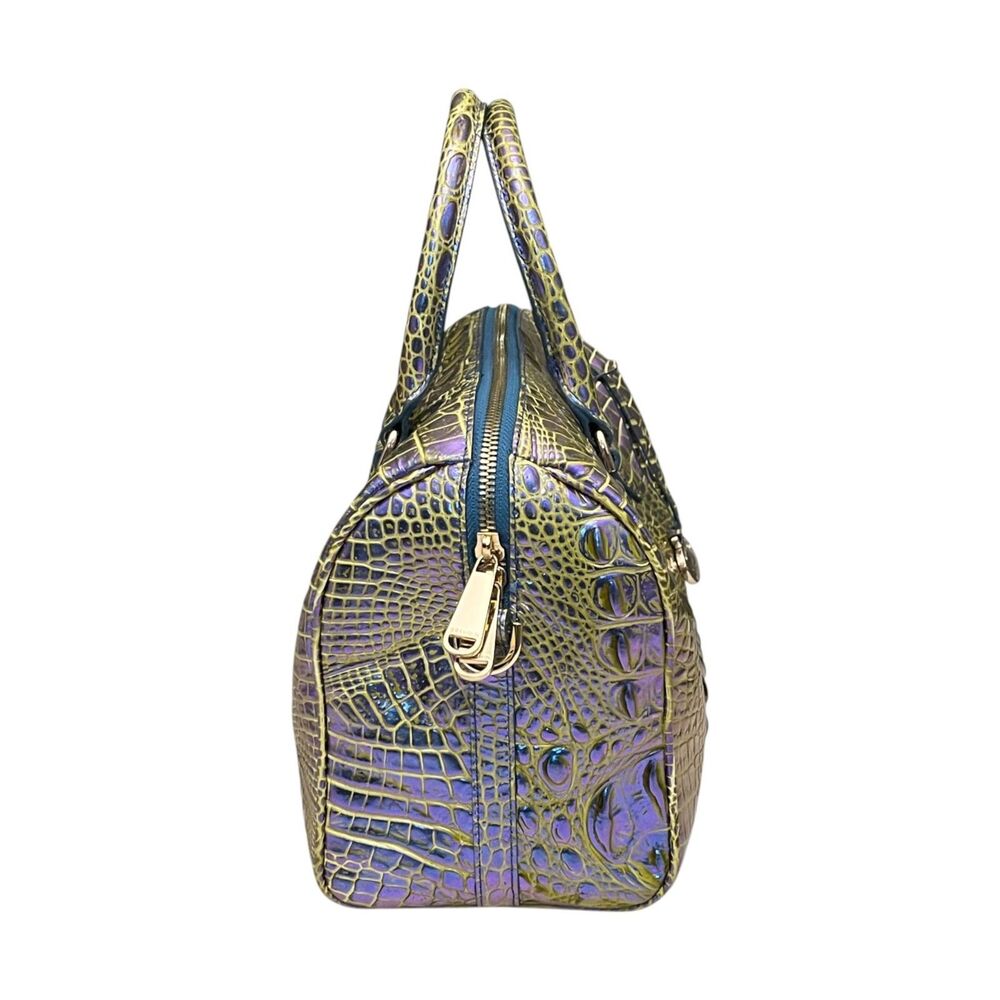 Brahmin Stacy Illuminate Melbourne Satchel Iridescent Purple Blue Leather Bag - Picture 5 of 15